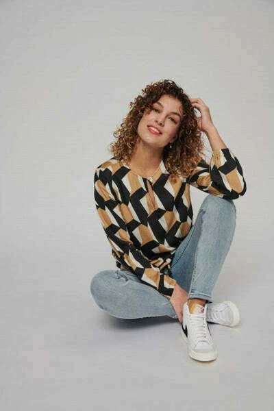 &Co Woman Blouses Co Woman Anabelle Graphic Blouse Beige 5 &Co Woman Blouses Co Woman Anabelle Graphic Blouse Beige - Afbeelding 5