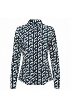 &Co Woman Longsleeve Shirts Lotte Graphic Shirt Blue -&Co Woman Verkoop e6c3e460d1f215480243c19090b89ee0